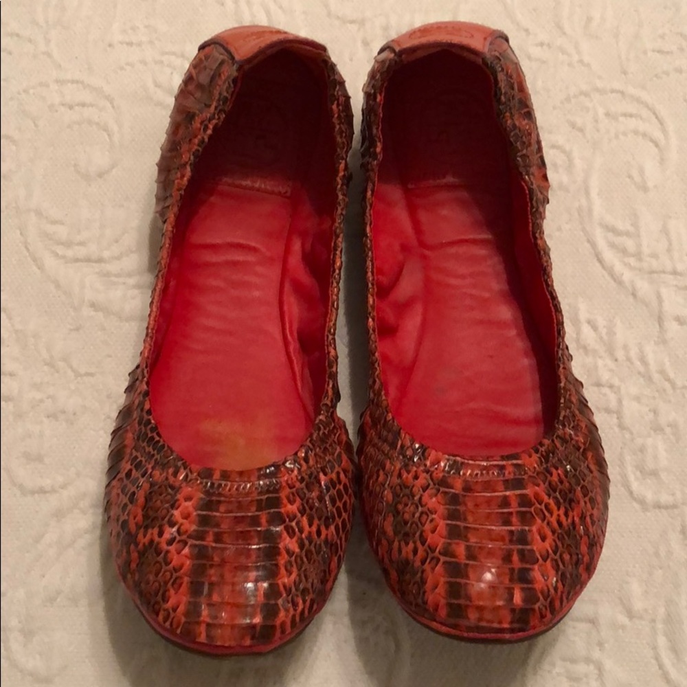 Tory Burch Eddie Snake Flats, color: Wildberry 8